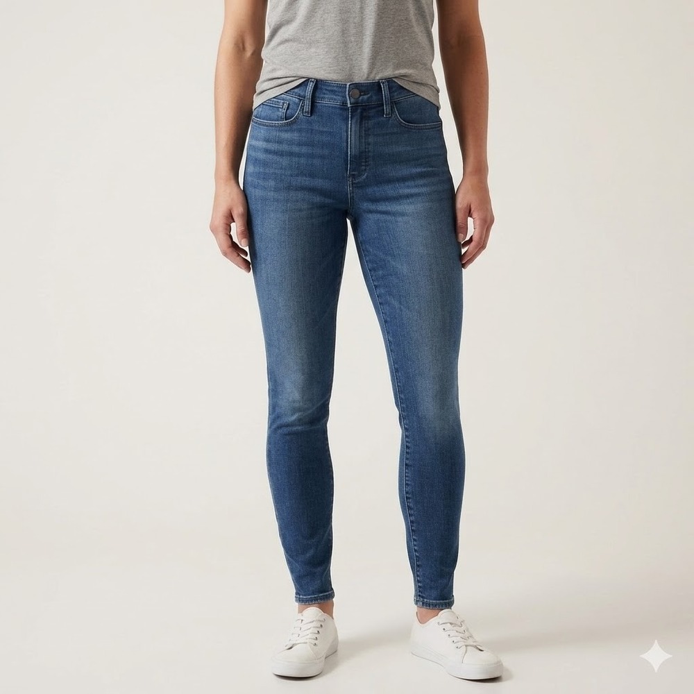 Athleta Sculpt Skinny Jeans High Rise Medium Dark Wash‎ Stretch Denim Womens 6